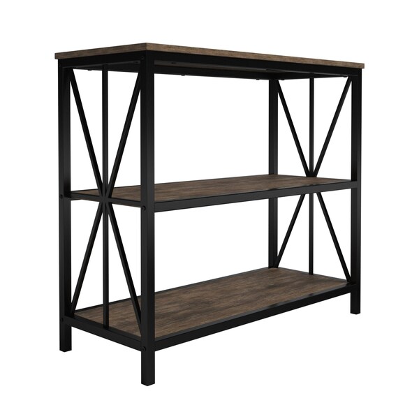 Hastings Home 3-Tier Freestanding Barnwood Bookcase - 690147PSV