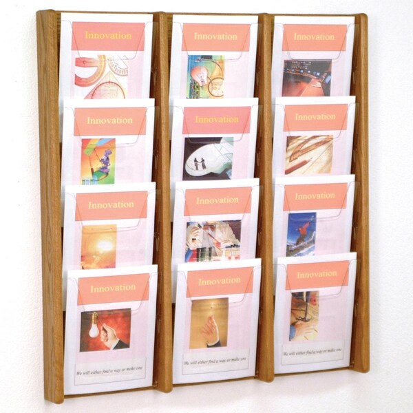 Wooden Mallet 4 x 3 in. Stance 12 Pocket Wall Display - Black, Light Oak & Medium Oak - AC34-12BL