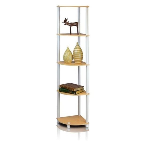 Furinno Furinno Turn-N-Tube 5 Tier Corner Display Rack Multipurpose Shelving Unit; Beech & White - 57.7 x 11.6 x 11.6 in. - 99811BE/WH