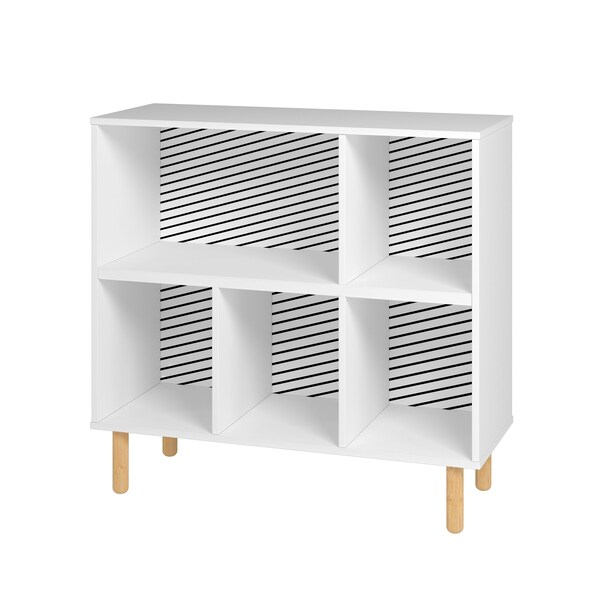 Manhattan Comfort Essex 33.66 Low Bookcase with 5 Shelves in White and Zebra - 406AMC176
