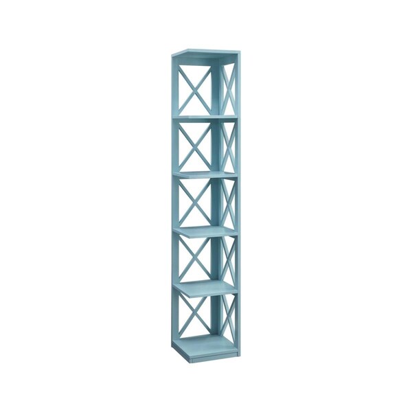Convenience Concepts Oxford 5 Tier Corner Bookcase - Sea Foam Blue - HI2539897