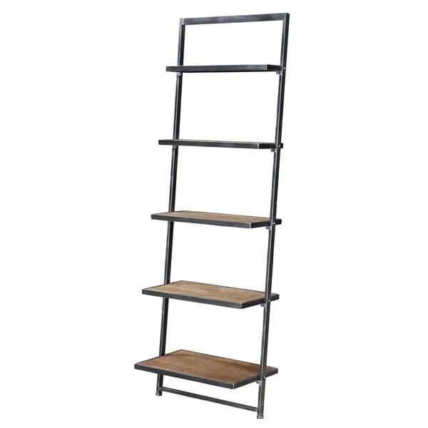 Convenience Concepts Laredo 5 Tier Ladder Bookcase & Shelf, Natural & Antique Black Frame - 24 x 72.25 x 14.25 in. - HI2539872