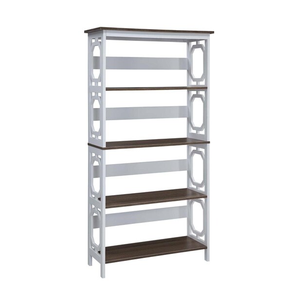 Convenience Concepts Omega 5 Tier Bookcase, Driftwood Shelves & White Frame - 31.5 x 11.75 x 59.75 in. - HI2539903