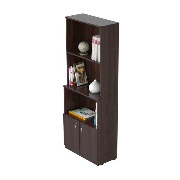 Inval Wall Unit / Bookcase 62.99 in. H 4-shelf with 2 Doors in Espresso - B2P-3805