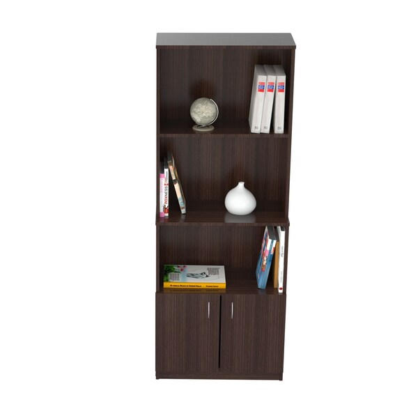 Inval Wall Unit / Bookcase 62.99 in. H 4-shelf with 2 Doors in Espresso - B2P-3805