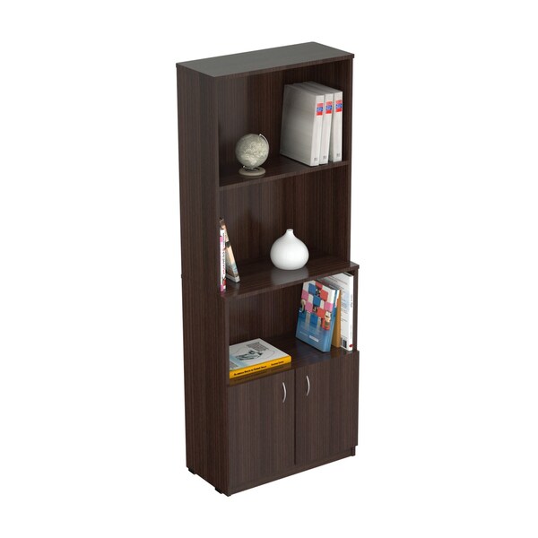 Inval Wall Unit / Bookcase 62.99 in. H 4-shelf with 2 Doors in Espresso - B2P-3805