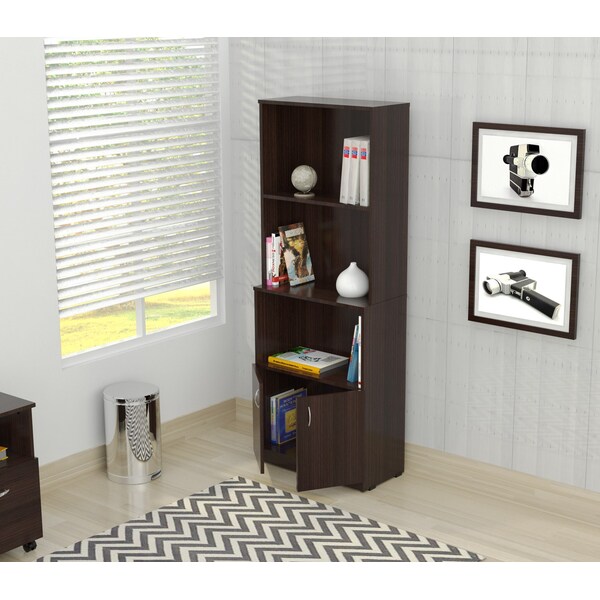 Inval Wall Unit / Bookcase 62.99 in. H 4-shelf with 2 Doors in Espresso - B2P-3805