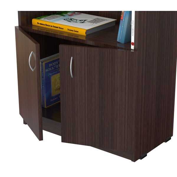 Inval Wall Unit / Bookcase 62.99 in. H 4-shelf with 2 Doors in Espresso - B2P-3805