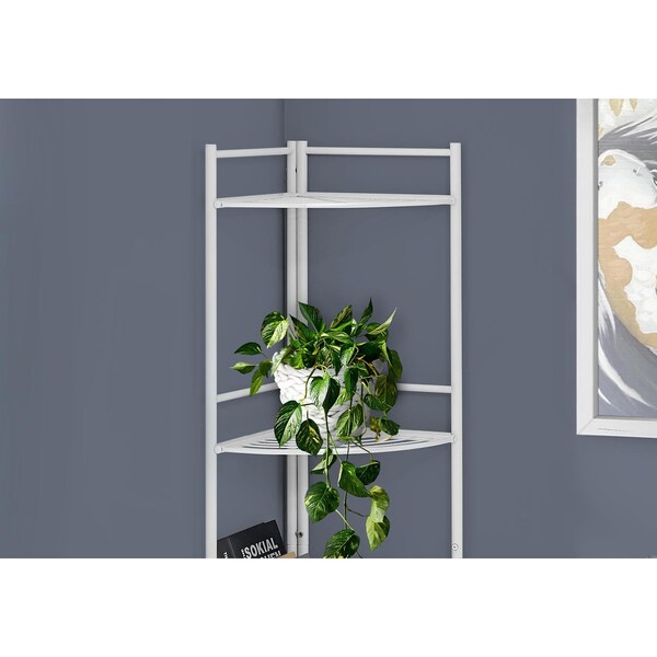 Homeroots 18.5 x 13.5 x 57.75 in. White Metal Corner Etagere Bookcase - 366070