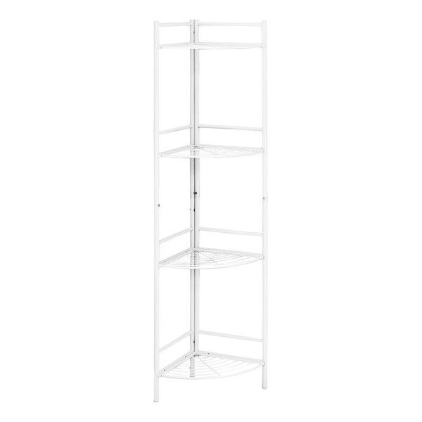 Homeroots 18.5 x 13.5 x 57.75 in. White Metal Corner Etagere Bookcase - 366070