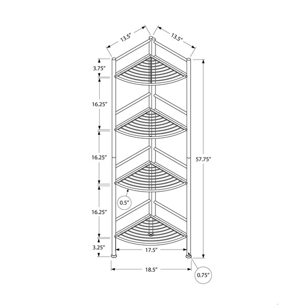 Homeroots 18.5 x 13.5 x 57.75 in. White Metal Corner Etagere Bookcase - 366070