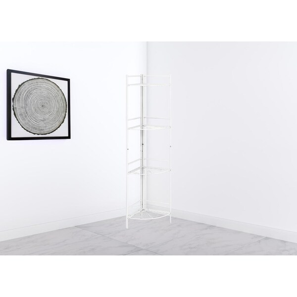Homeroots 18.5 x 13.5 x 57.75 in. White Metal Corner Etagere Bookcase - 366070
