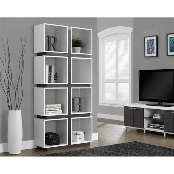 Daphnes Dinnette White And Grey Hollow-Core 71 Inch H Bookcase - DA2648382