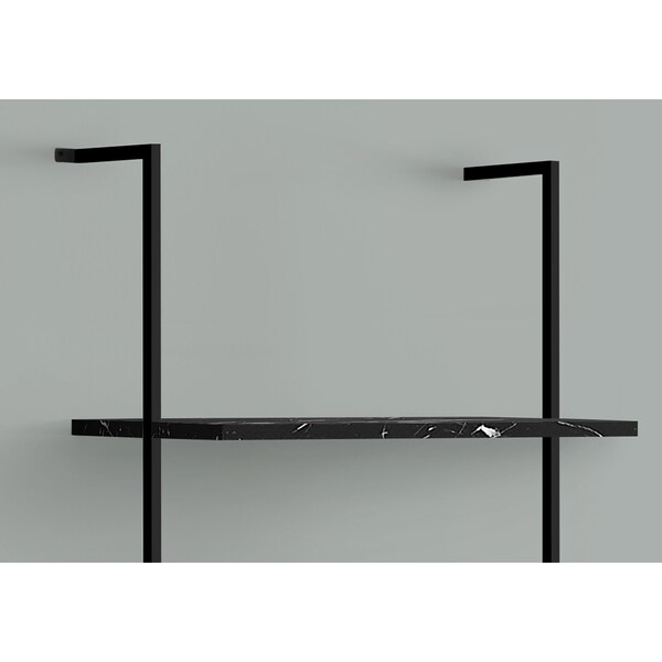 Monarch Specialties Bookshelf, Bookcase, Etagere, Ladder, 5 Tier, 72"H, Office, Bedroom, Metal, Black Marble Look, Black - I 3684