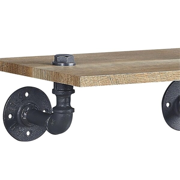 Acme Wooden Wall Rack with 1 Shelf in Oak and Sandy Black - ER-0279OAK