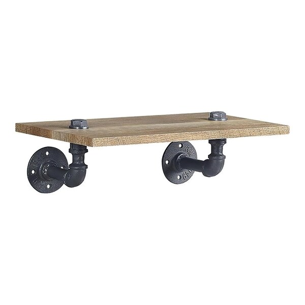 Acme Wooden Wall Rack with 1 Shelf in Oak and Sandy Black - ER-0279OAK