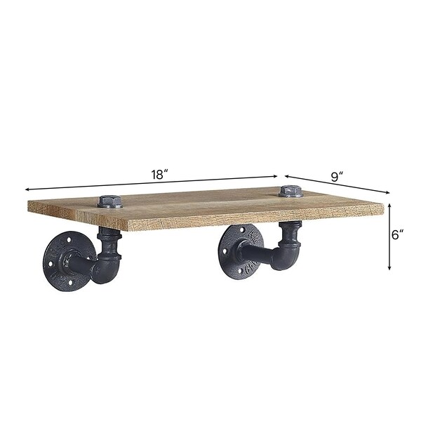 Acme Wooden Wall Rack with 1 Shelf in Oak and Sandy Black - ER-0279OAK