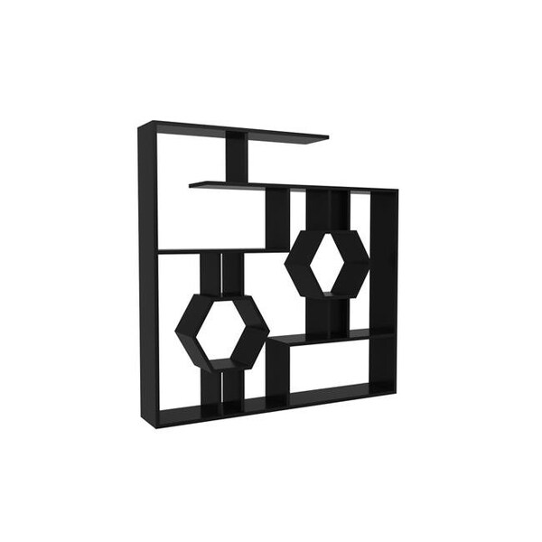Decorotika Decorotika TMR52BC10 52.7 x 8.6 x 52.7 in. Tamara Geometric Bookcase - Full Black - TMR52BC10