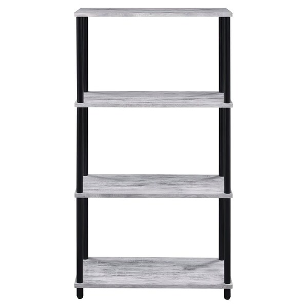 Acme 4 Wooden Shelves Rectangular Bookshelf in Antique White and Black - ER-0289WH