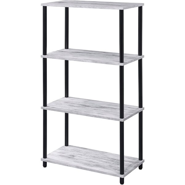 Acme 4 Wooden Shelves Rectangular Bookshelf in Antique White and Black - ER-0289WH