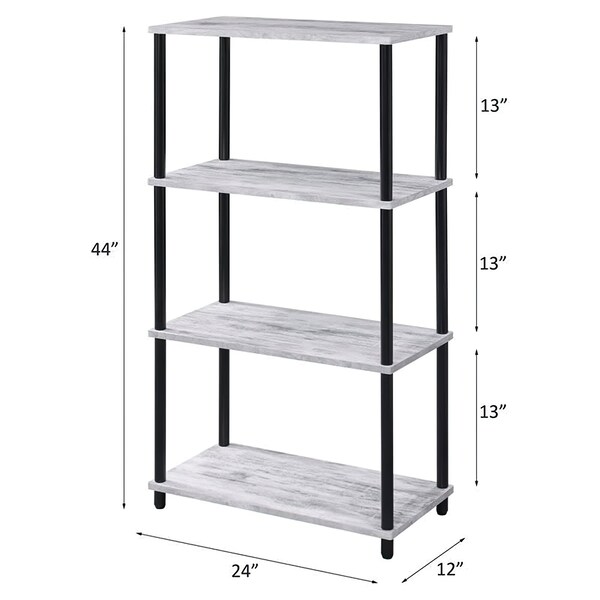 Acme 4 Wooden Shelves Rectangular Bookshelf in Antique White and Black - ER-0289WH