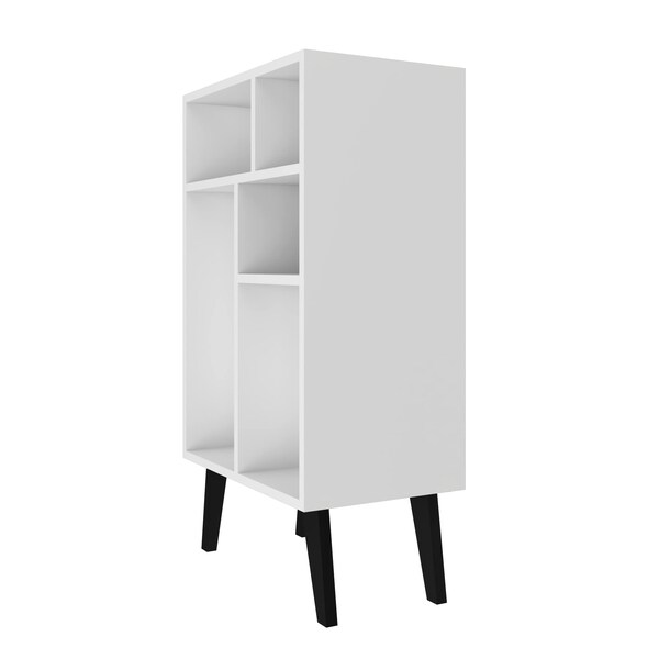 Manhattan Comfort Warren Low Bookcase 3.0, White with Black Feet - 190AMC205