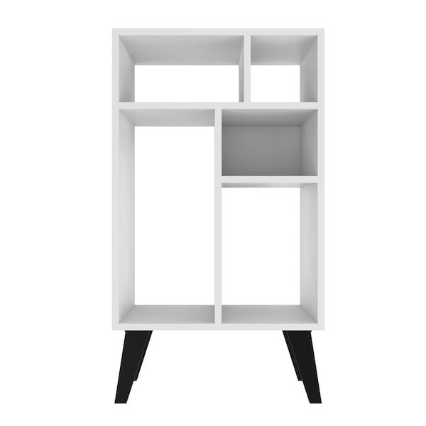 Manhattan Comfort Warren Low Bookcase 3.0, White with Black Feet - 190AMC205