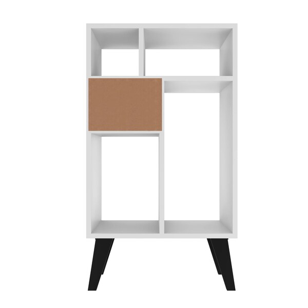 Manhattan Comfort Warren Low Bookcase 3.0, White with Black Feet - 190AMC205