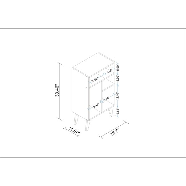 Manhattan Comfort Warren Low Bookcase 3.0, White with Black Feet - 190AMC205
