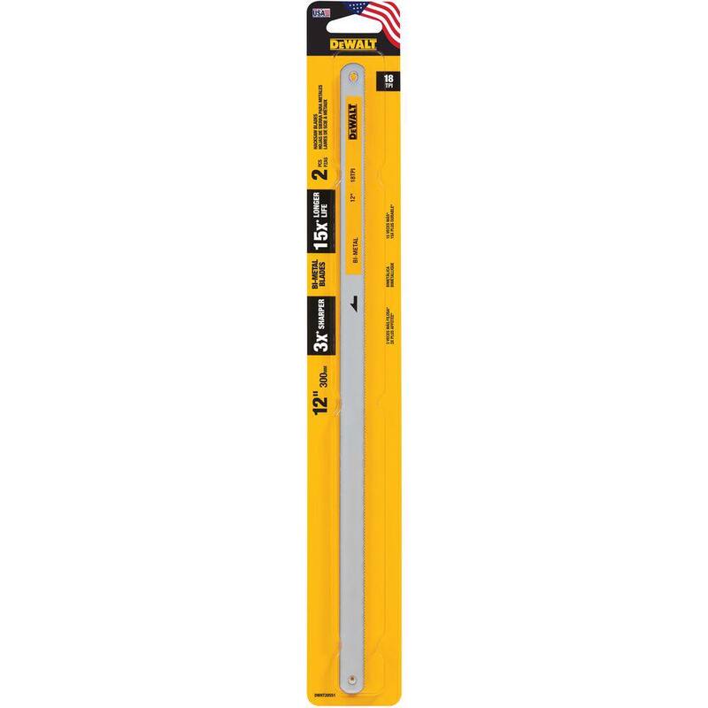 DEWALT 12 in. 18-TPI Bi-Metal Hacksaw Blade (2-Pack) - DWHT20551