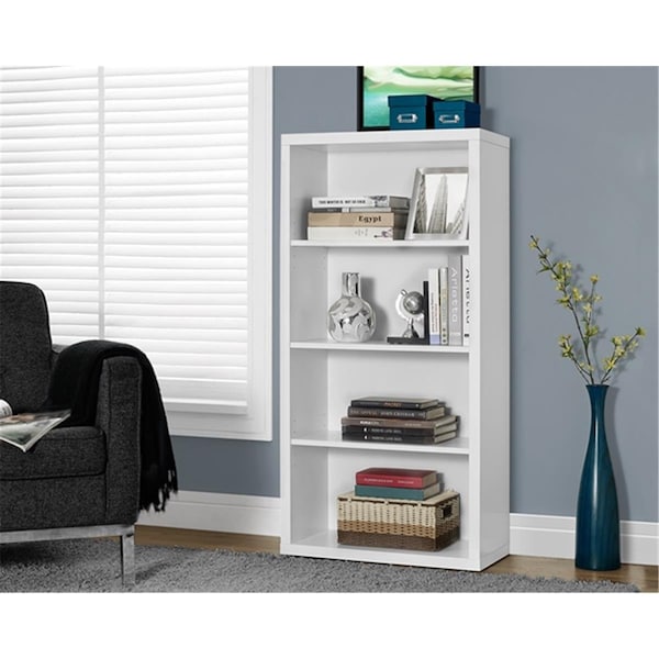 Monarch Specialties White Hollow-Core 48 Inch H Bookcase adjustable Shelves - MO442651