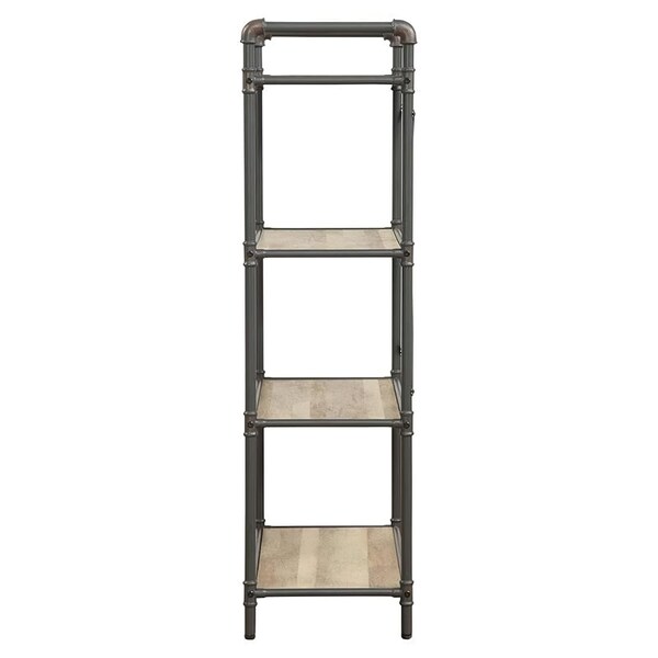 Acme 4 Wooden Tiers Rectangular Bookshelf in Antique Oak and Sandy Gray - ER-0242GY