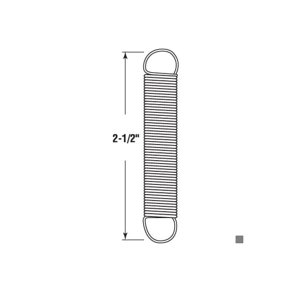 Prime-Line Extension Spring, Steel, Nickel-Plated Finish, 0.028 GA x 7/16inx2-1/2in, Closed Single Loop 2 Pk - SP 9664