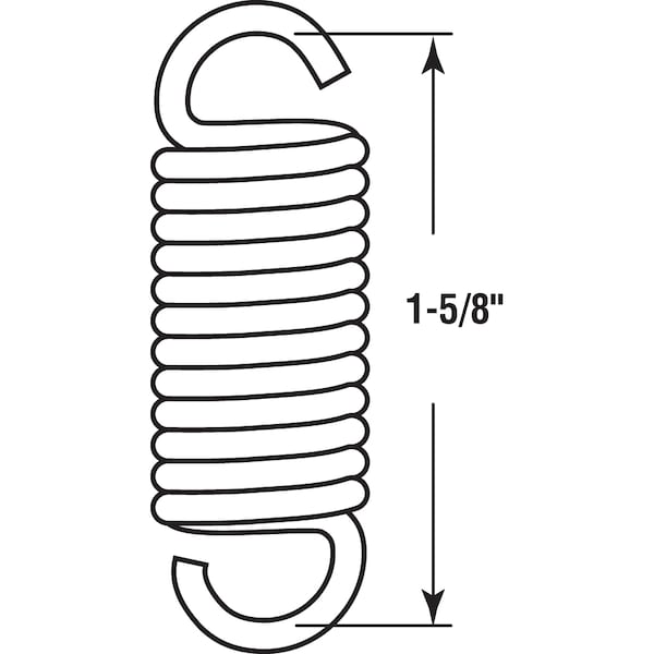 Prime-Line Extension Spring, 1/2 in. x 1-5/8 in. x 0.080 in. Wire Diameter, PK2 - SP 9613