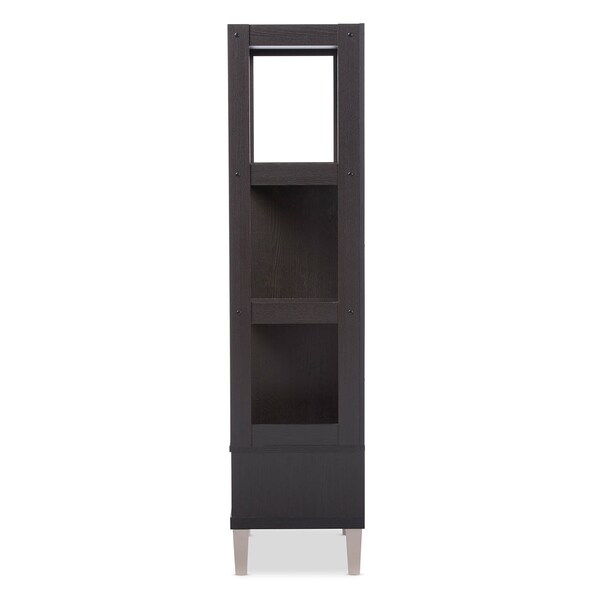 Baxton Studio Kalien Dark Brown Wood Bookcase with Display Shelves and One Drawer - 120-6465