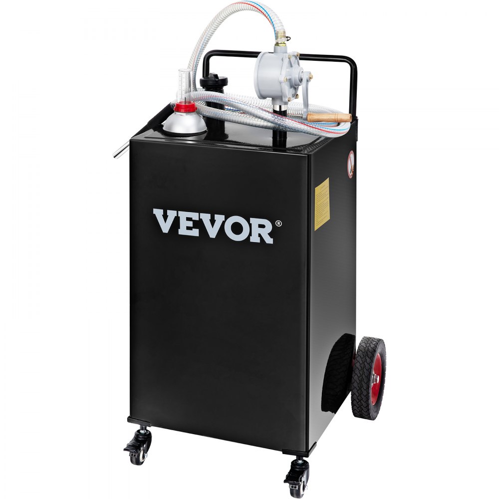 VEVOR Fuel Caddy, 35 Gallon, Gas Storage Tank on 4 Wheels, with Manuel Transfer Pump, Gasoline Diesel Fuel Container for Cars, Lawn Mowers, ATVs, Boats, More, Black - SYJYCHSGJL435AHJVV0