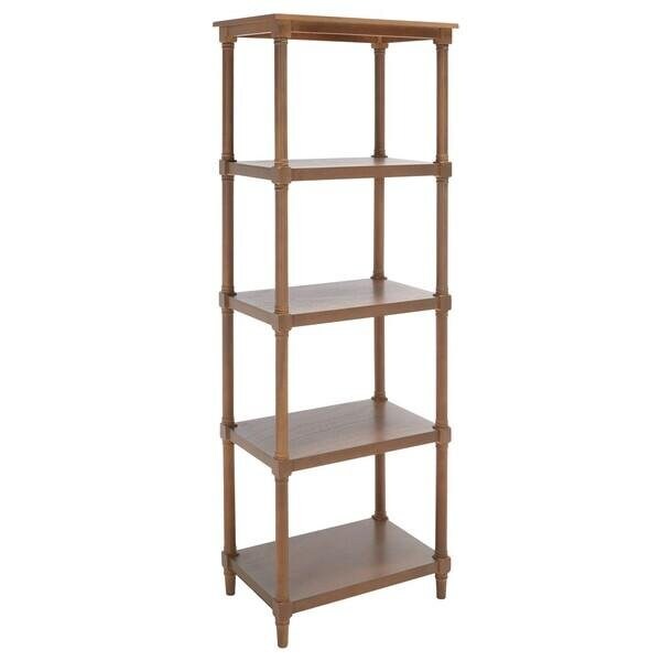 Safavieh Odessa 5 Tier Bookcase Shelves- Washed Natural Pine - 66.9 x 15.7 x 23.6 in. - AMH5721B