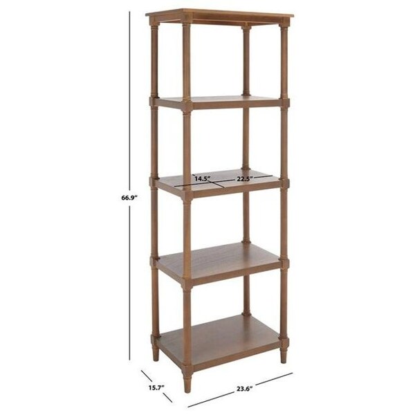 Safavieh Odessa 5 Tier Bookcase Shelves- Washed Natural Pine - 66.9 x 15.7 x 23.6 in. - AMH5721B