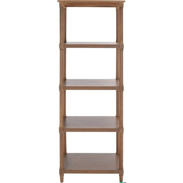 Safavieh Odessa 5 Tier Bookcase Shelves- Washed Natural Pine - 66.9 x 15.7 x 23.6 in. - AMH5721B