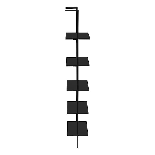 Monarch Specialties Bookshelf, Bookcase, Etagere, Ladder, 5 Tier, 72"H, Office, Bedroom, Metal, Laminate, Black - I 3683