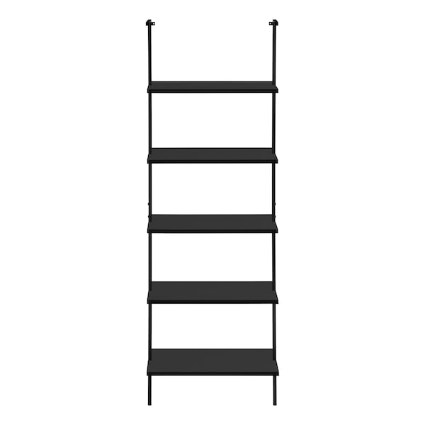 Monarch Specialties Bookshelf, Bookcase, Etagere, Ladder, 5 Tier, 72"H, Office, Bedroom, Metal, Laminate, Black - I 3683