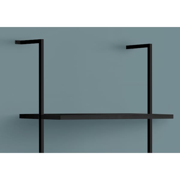 Monarch Specialties Bookshelf, Bookcase, Etagere, Ladder, 5 Tier, 72"H, Office, Bedroom, Metal, Laminate, Black - I 3683