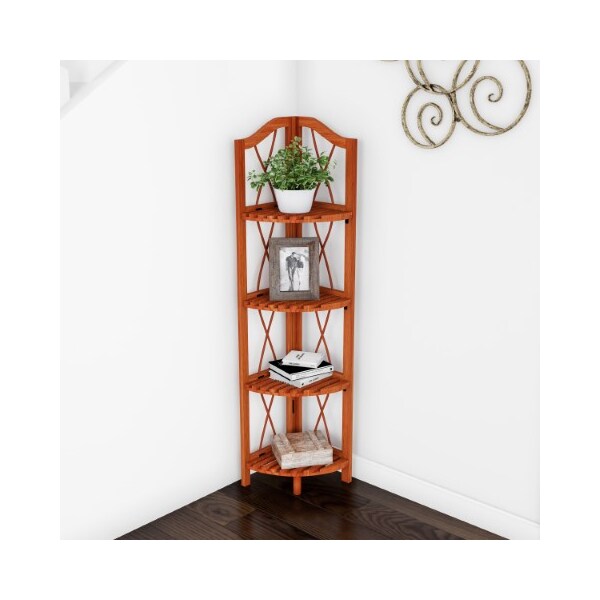 Hastings Home Hastings Home 4-Shelf Corner Bookcase - Foldable - 313949LCJ