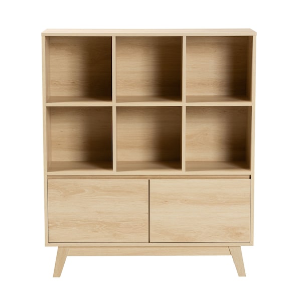 Baxton Studio Danina Japandi Oak Brown Finished Wood Bookshelf - 229-12914-ZORO