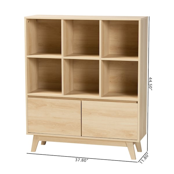 Baxton Studio Danina Japandi Oak Brown Finished Wood Bookshelf - 229-12914-ZORO