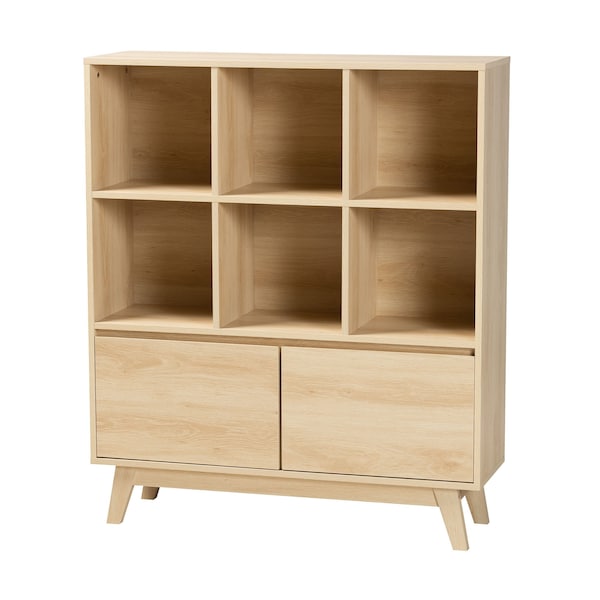 Baxton Studio Danina Japandi Oak Brown Finished Wood Bookshelf - 229-12914-ZORO