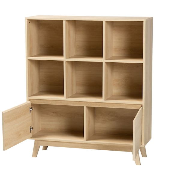 Baxton Studio Danina Japandi Oak Brown Finished Wood Bookshelf - 229-12914-ZORO