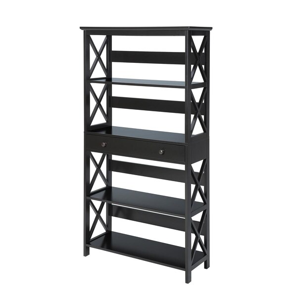 Convenience Concepts Oxford 5 Tier Bookcase with Drawer, Black - 203051BL