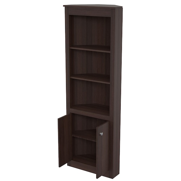Inval Corner Bookshelf 70.02 in. H 5-shelf in Espresso - BE-9304
