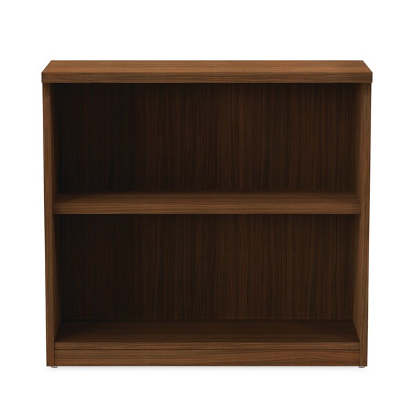 Alera Valencia Bookcase, 2-Shelf, 31 3/4w x 14d x 29 1/2h, Modern Walnut - ALEVA633032WA